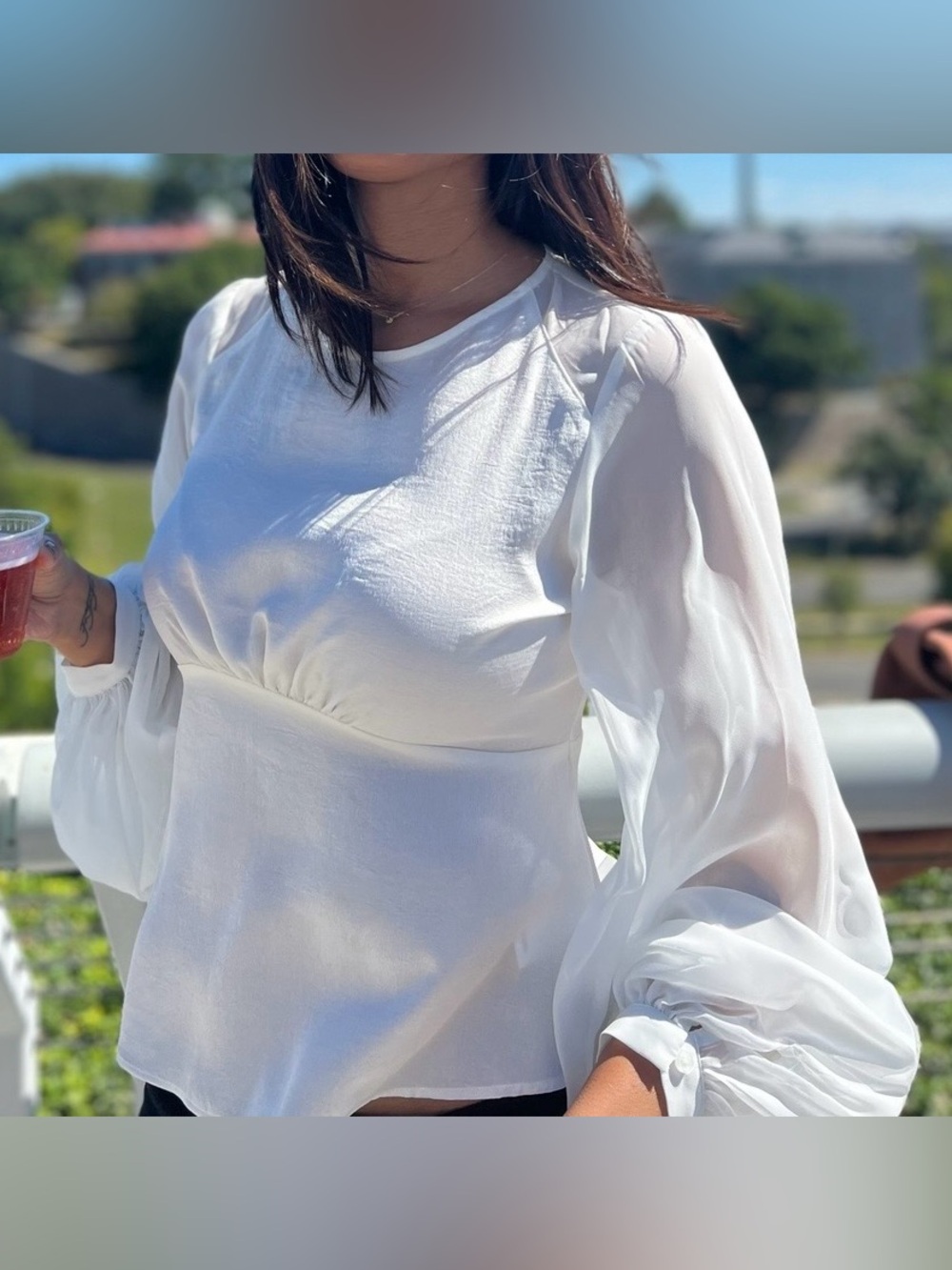 Express Sheer White Blouse - Picture 9 of 10